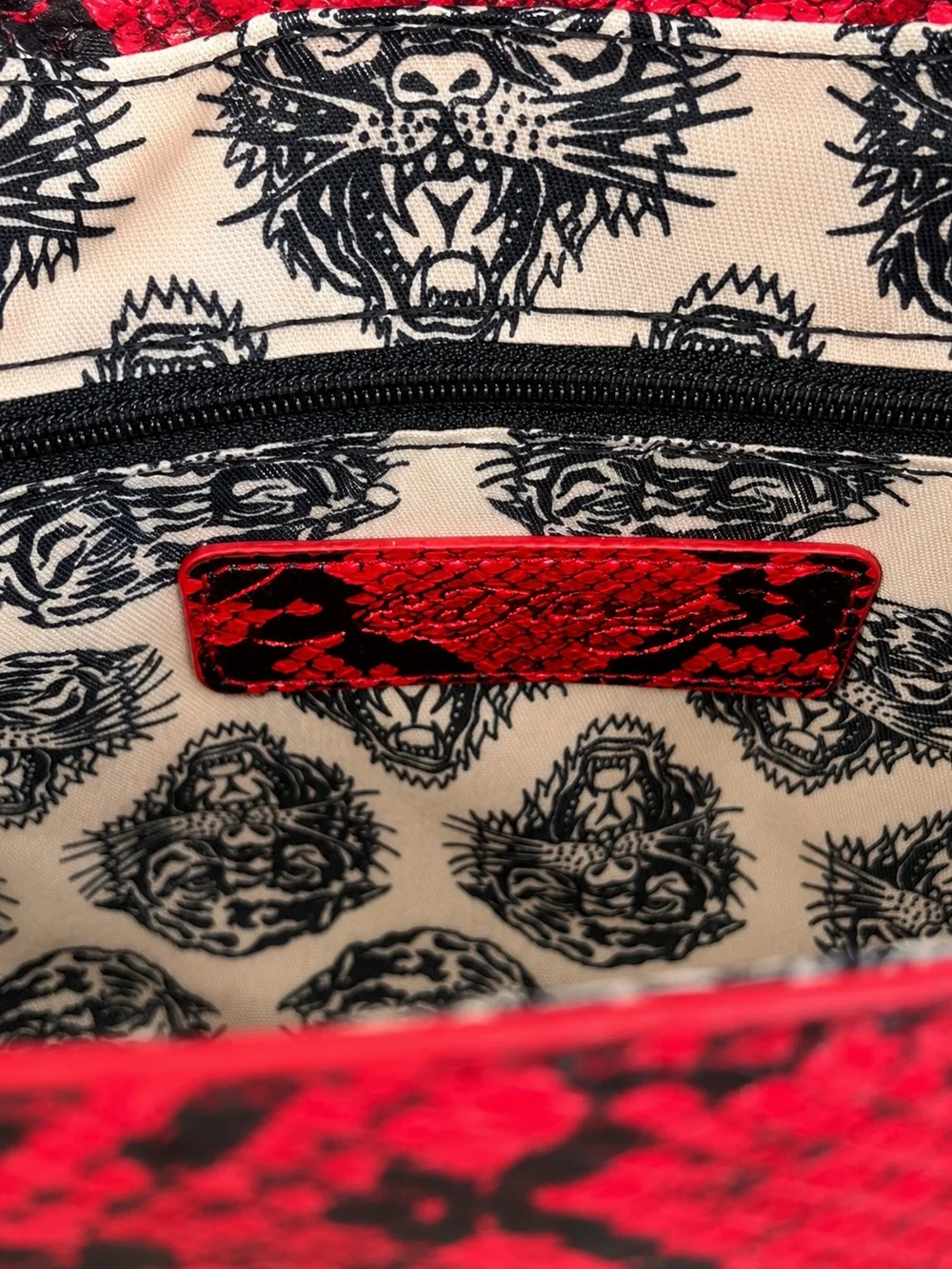 🆕️Ed Hardy Red Snake Satchel Shoulder Bag NWT Vegan Leather Charm Purse